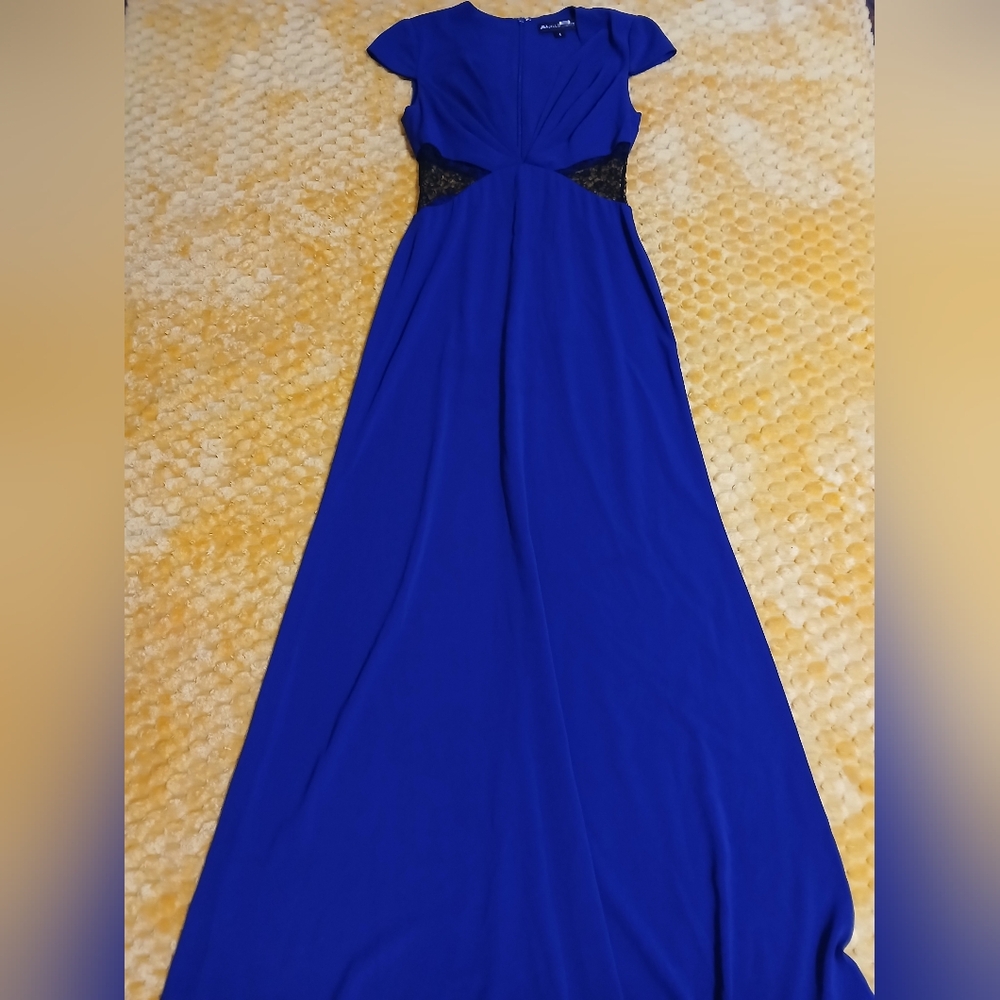 J. Jill Royal Blue Maxi Dress with Black Lace